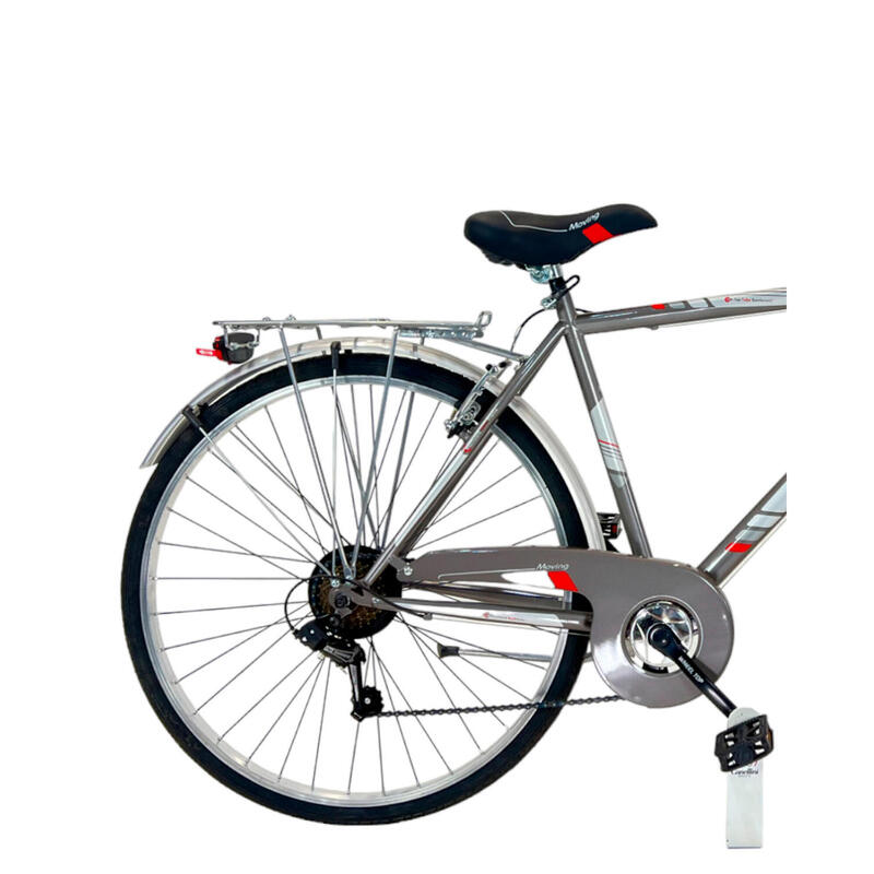 Stadsfiets Moving 28" man - Titanium/Rood