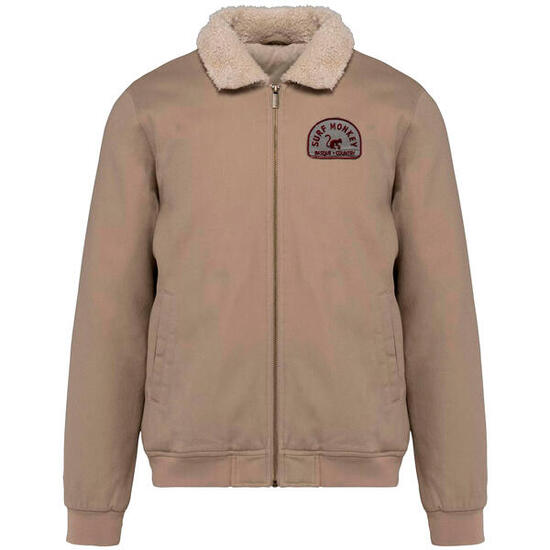 Herren Sherpa Trucker Jacke / Rollkragen / Bio-Baumwolle (Beige)