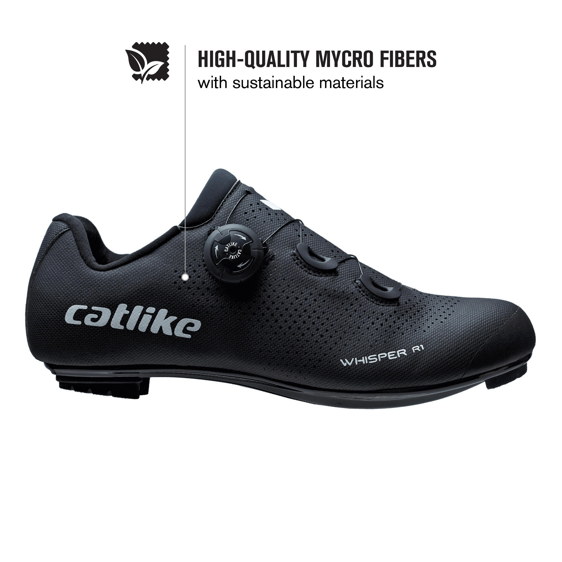 Catlike Whisper R1 MTB Radsportschuhe Unisex Schwarz Matt 45 3/8