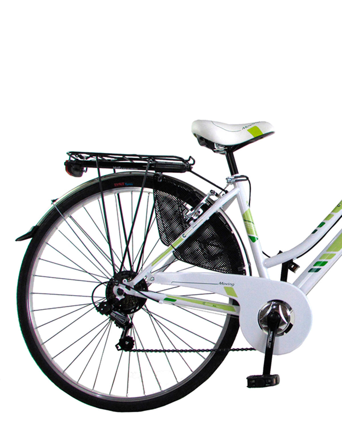 Bicicleta de cidade MOVING 28" mulher - Branco/Verde 3/3