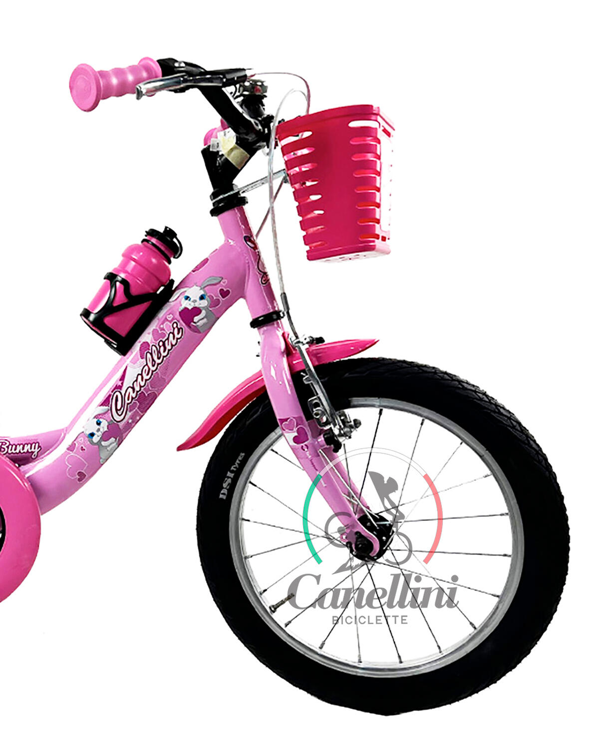 Vélo enfant Canellini VENERE 16" rose cadre acier, freins V‑Brake 2/3