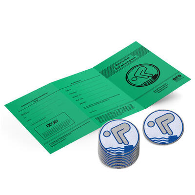 Deutsches Schwimmabzeichen-Set Silber Mit Bügelbeschichtung. rund