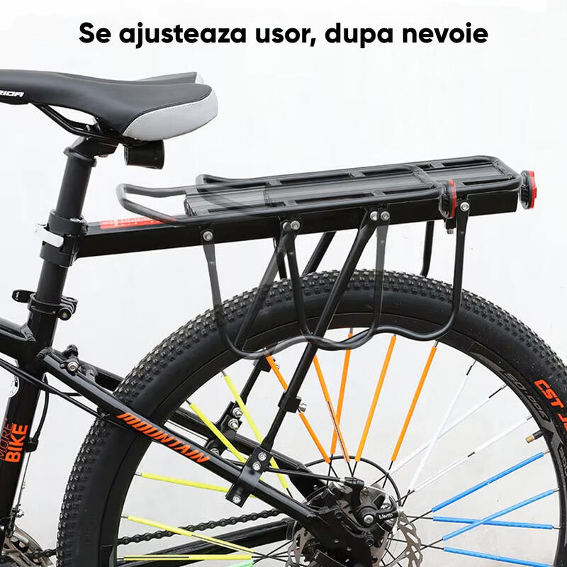 Portbagaj bicicleta MTB cu stop reflectorizant rosu, sarcina maxima 50 kg