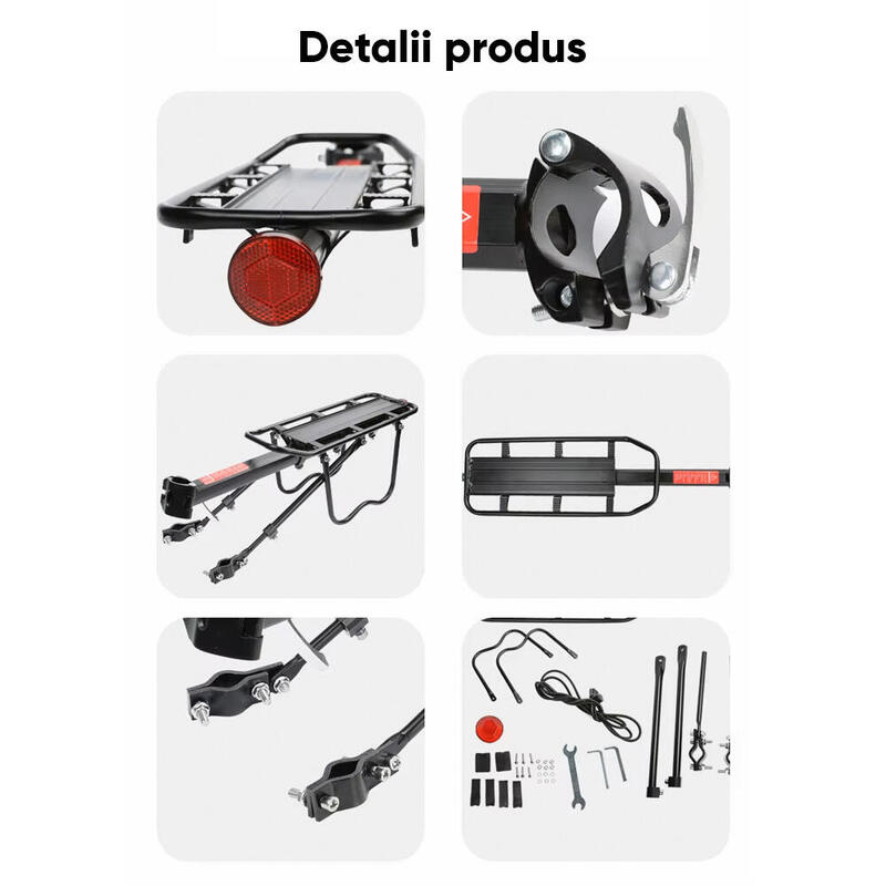 Portbagaj bicicleta MTB cu stop reflectorizant rosu, sarcina maxima 50 kg