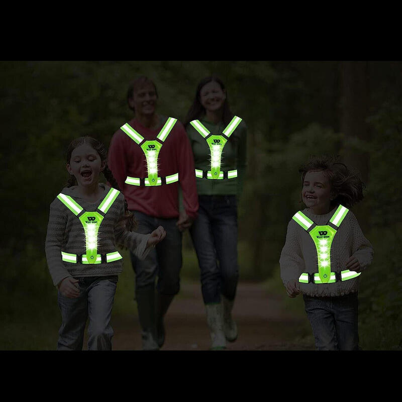 Vesta reflectorizanta bicicleta, ajustabila, 3 moduri de iluminare, LED, verde