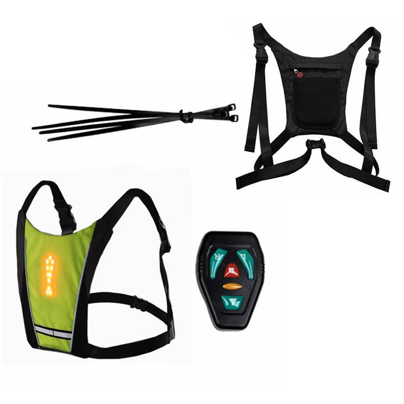 Vesta reflectorizanta bicicleta cu lumina LED si telecomanda, bretele ajustabile