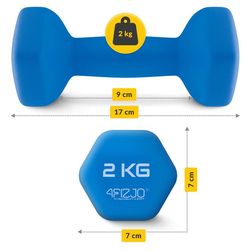 Gantere fitness pentru antrenament de forță 4FIZJO set 12 kg