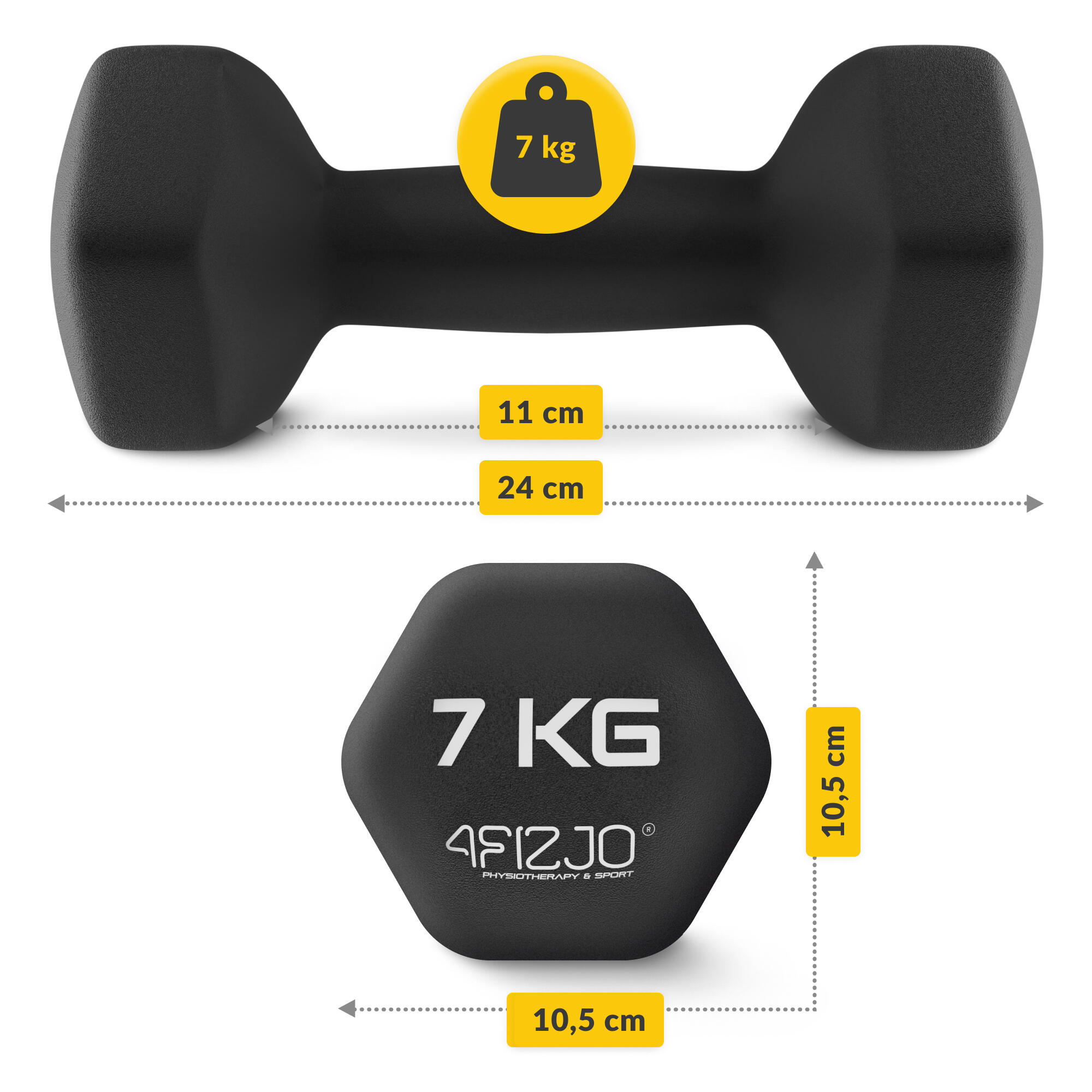 Hantelki ciężarki fitness uniwersalne 4FIZJO CLASSIC 2 szt.