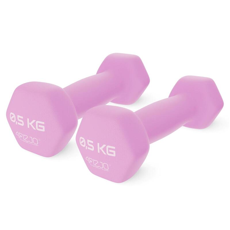 Hantelki ciężarki fitness uniwersalne 4FIZJO CLASSIC 2 szt. 0,5 kg różowe