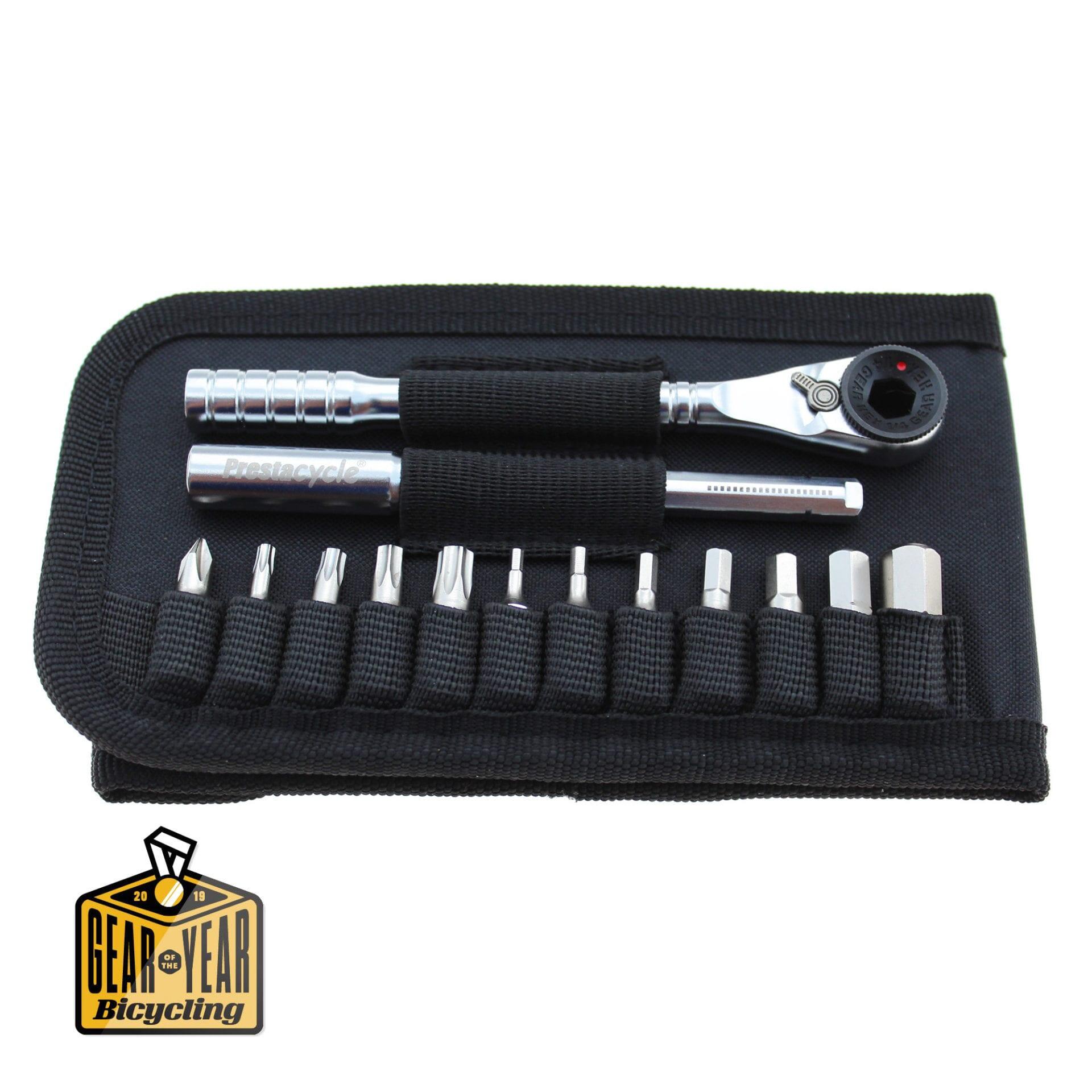 PRESTACYCLE T-HANDLE RATCHET WALLET - 3 WAY RATCHET AND T-HANDLE TOOL KIT 1/7