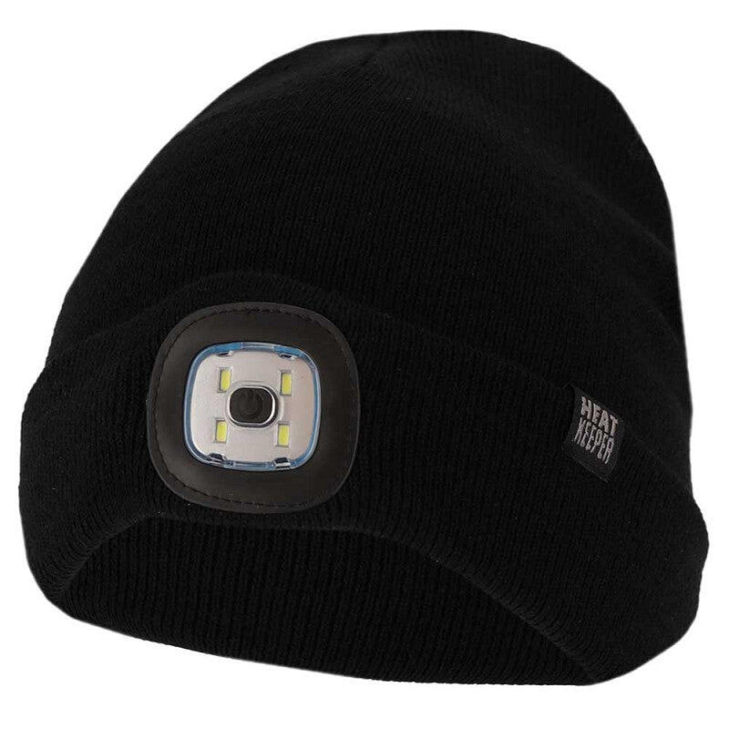 HEAT KEEPER Thermomütze mit wiederaufladbarem LED-Licht Schwarz