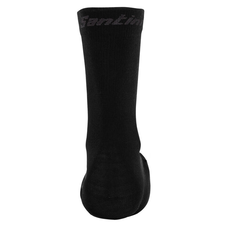 Santini alti meias de inverno de lã   Ciclismo preto 2/2