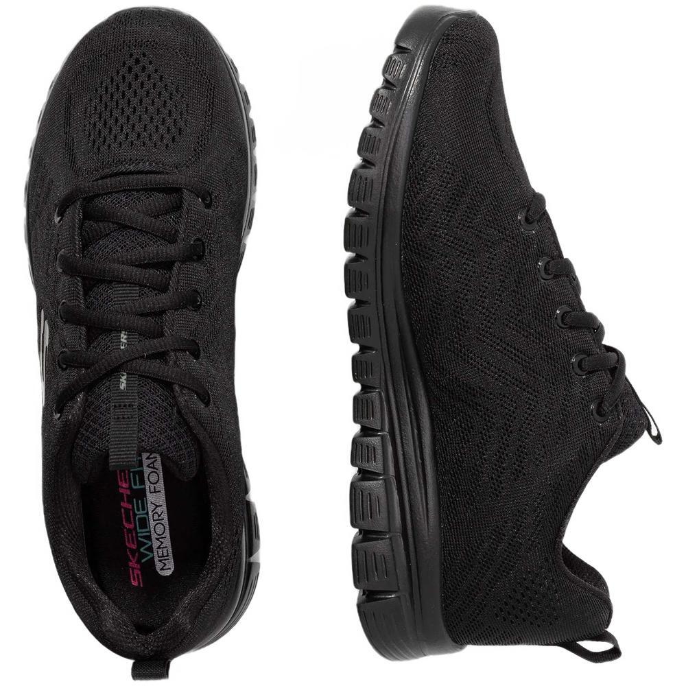 Chaussures fitness Skechers femme - Graceful 12615 - Memory Foam - Noir/or 4/5