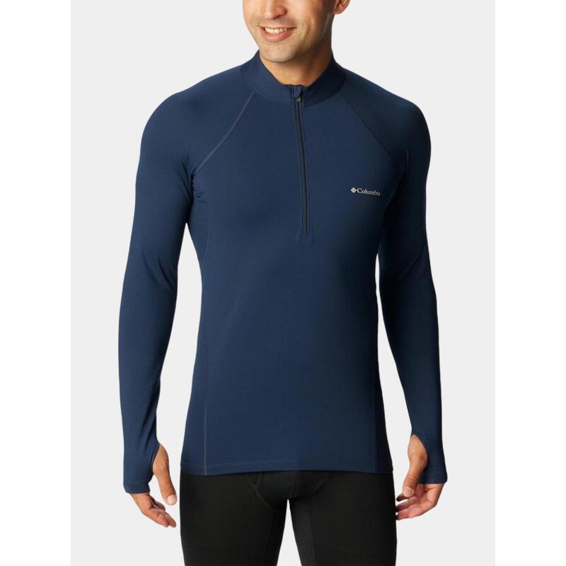 Midweight Stretch Long Sleeve Half Zip férfi aláöltöző felső - kék