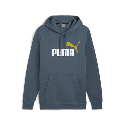 Essentials+ tweekleurige hoodie met groot logo voor heren puma cold green