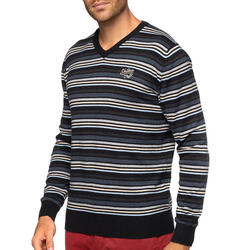 Pull col v à rayures homme