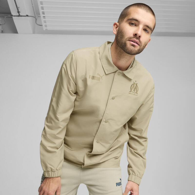 Pánská trenérská bunda Olympique de Marseille PUMA Prairie Tan Gold Beige