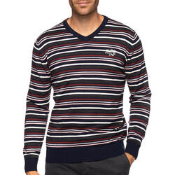 Pull col v à rayures homme