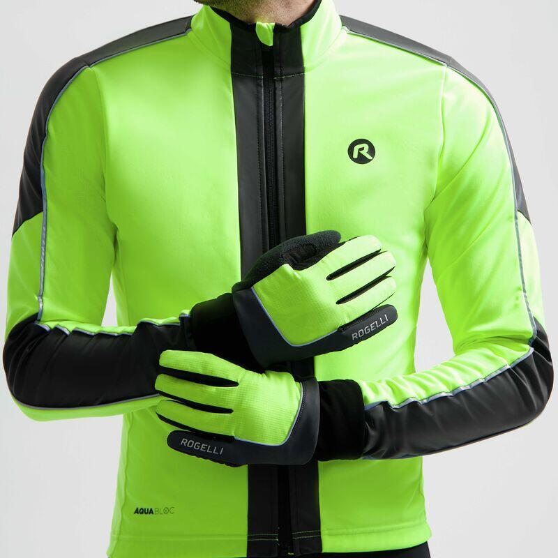 Rękawiczki sportowe unisex Rogelli Essentail Hi Vis wodoodporne