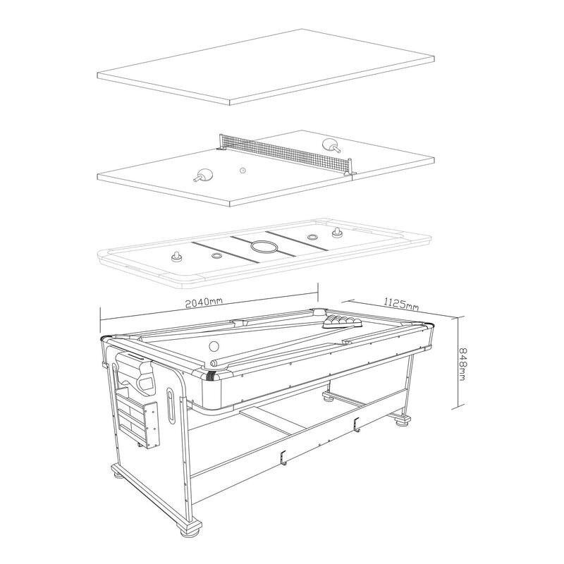 Cougar All-in-One 4-in-1 Table Multi Jeux | Billard, Push-Hockey, Ping-Pong