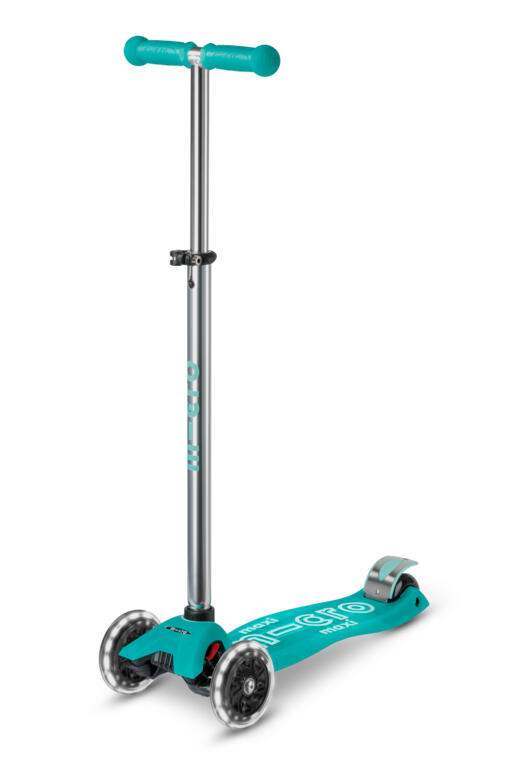 Patinete 3 Ruedas Micro Maxi Deluxe Glow LED Aqua - Brilla en la oscuridad 1/6