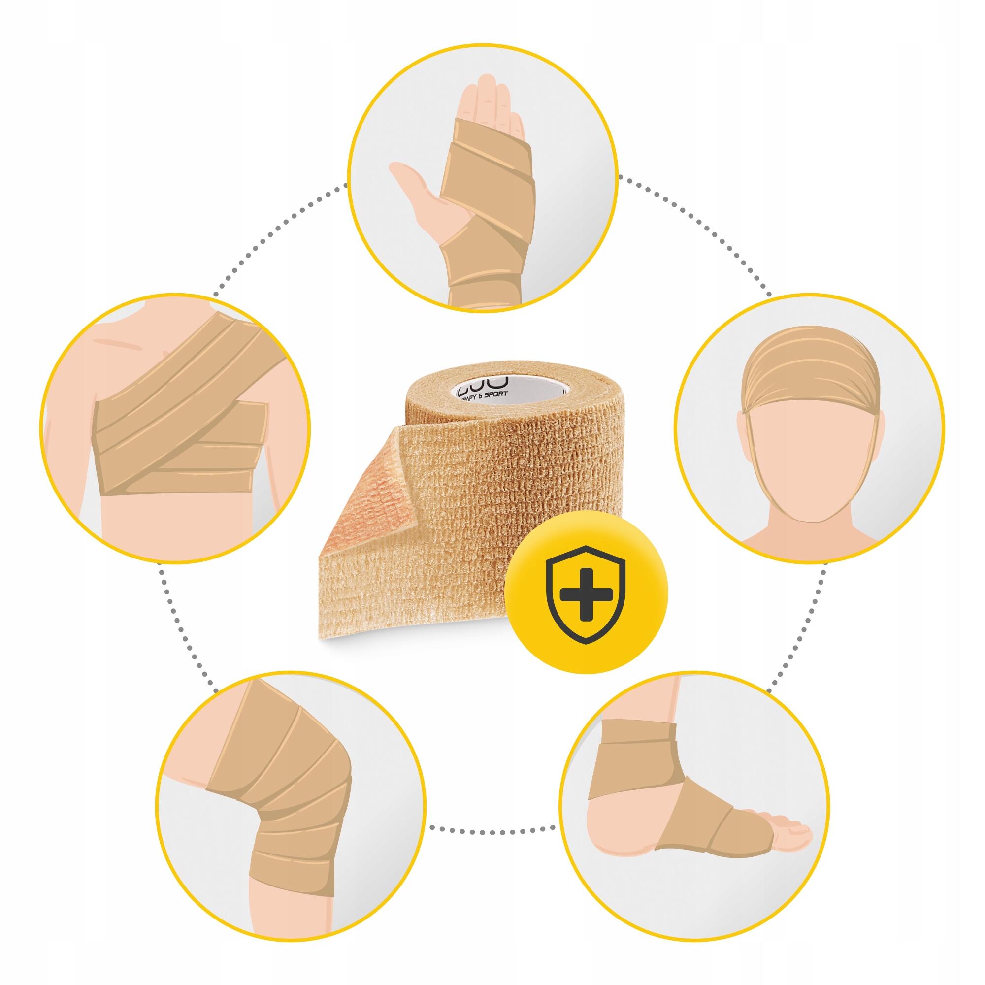 Kohäsive Bandage 5 cm x 4,5 m Selbsthaftend Fixierbandage Beige 4FIZJO 6/6