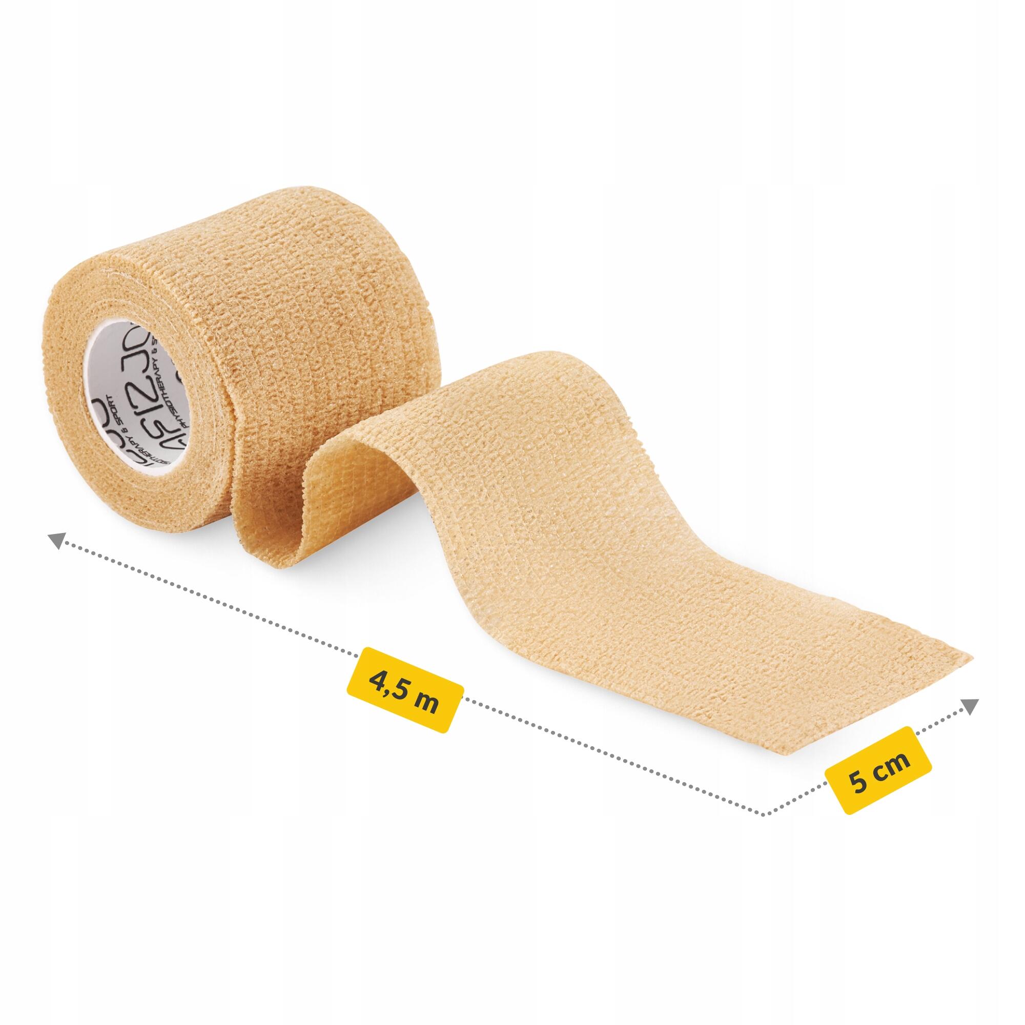 Kohäsive Bandage 5 cm x 4,5 m Selbsthaftend Fixierbandage Beige 4FIZJO 2/6