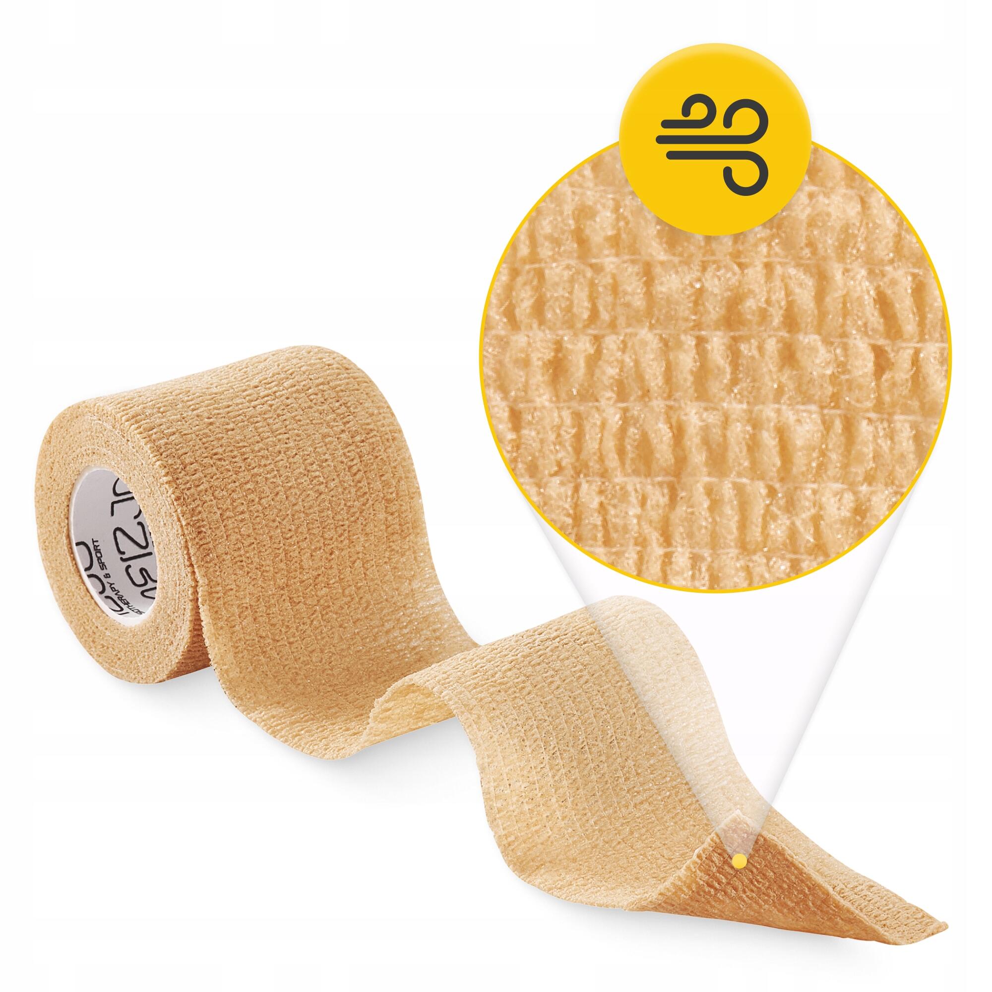 Kohäsive Bandage 5 cm x 4,5 m Selbsthaftend Fixierbandage Beige 4FIZJO 5/6