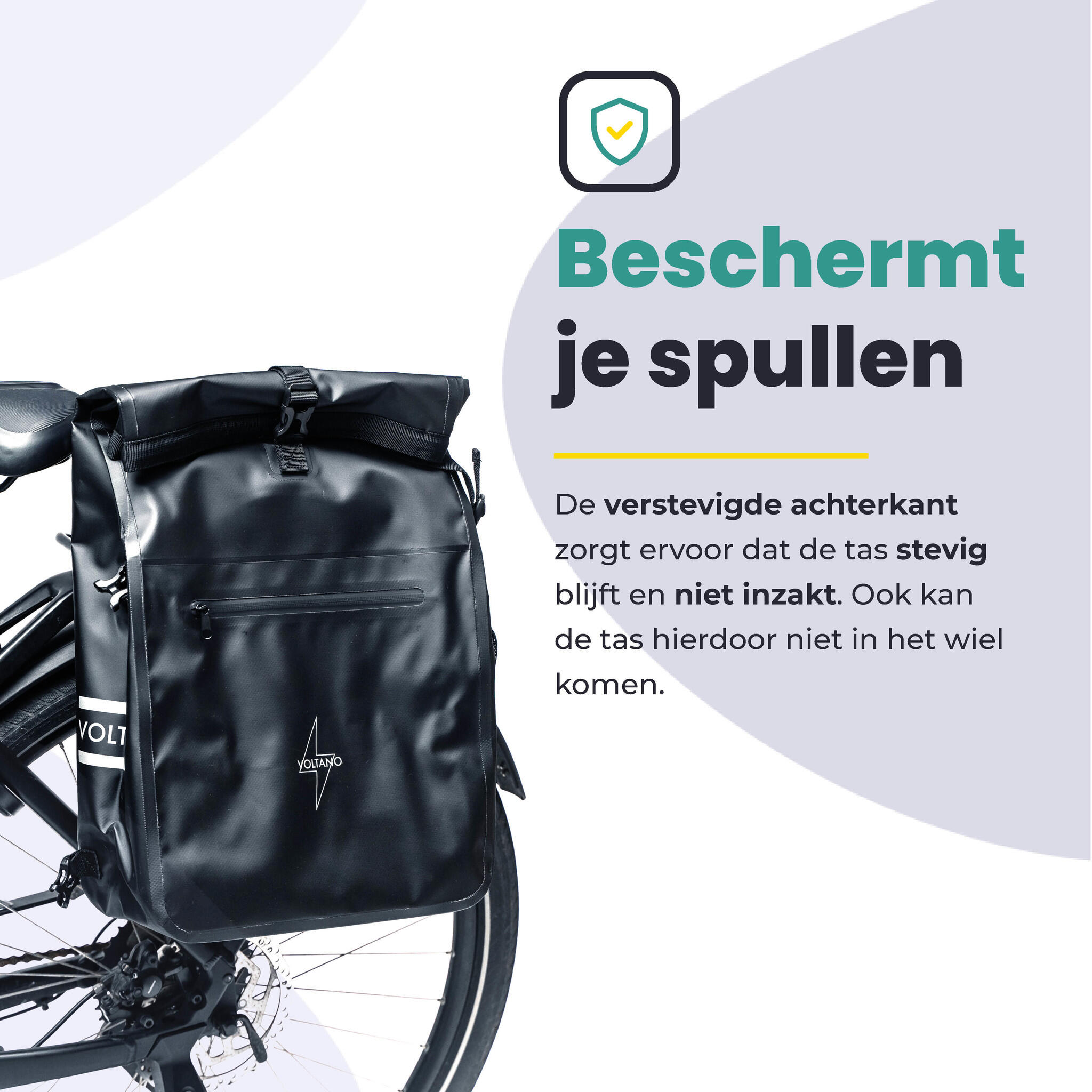 Voltano Luxe Fietstas / Rugtas 28L - Zwart - Enkele Pakaftas - 100% Waterdicht 5/7
