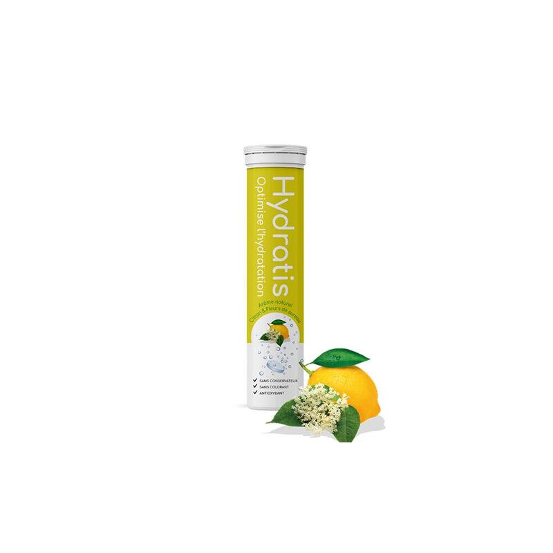 Pastilles d'éléctrolytes pour l'hydratation. Parfum naturel de Citron
