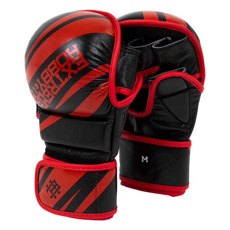Rękawice do MMA i Muay Thai skóra naturalna EXTREME HOBBY CORE RED TRAINING