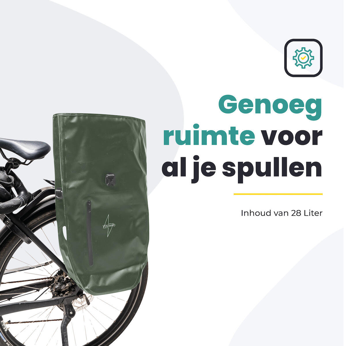 Voltano Luxe Fietstas 28L - Enkele Pakaftas - Olijf Groen - 100% Waterdicht 5/7