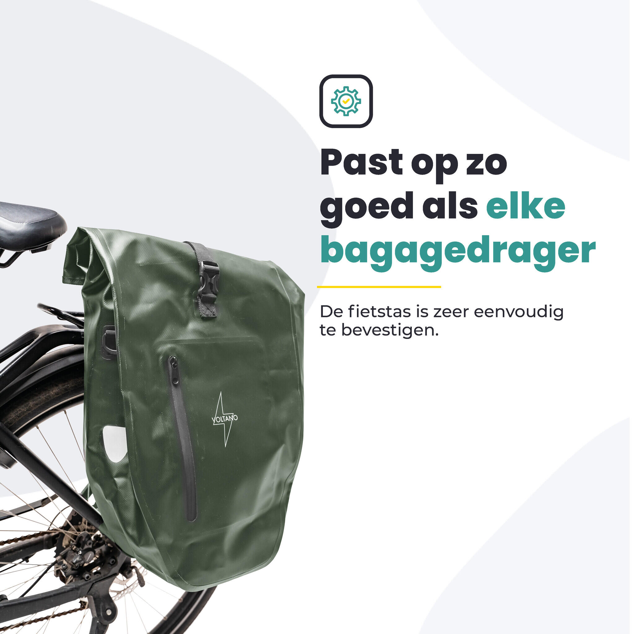Voltano Luxe Fietstas 28L - Enkele Pakaftas - Olijf Groen - 100% Waterdicht 4/7