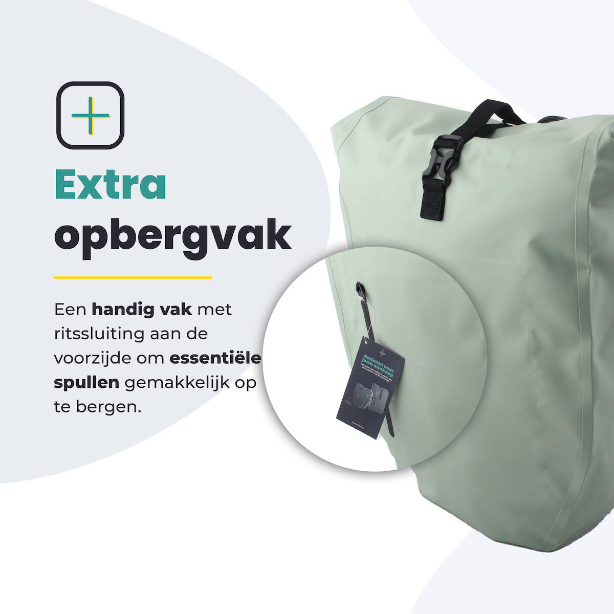 Voltano Luxe Fietstas 28L - Enkele Pakaftas - Mint Groen - 100% Waterdicht 3/7