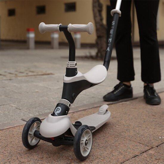 Qplay Sema Step Scoot and Ride - Trottinette d'équilibre 5-en-1 - Beige