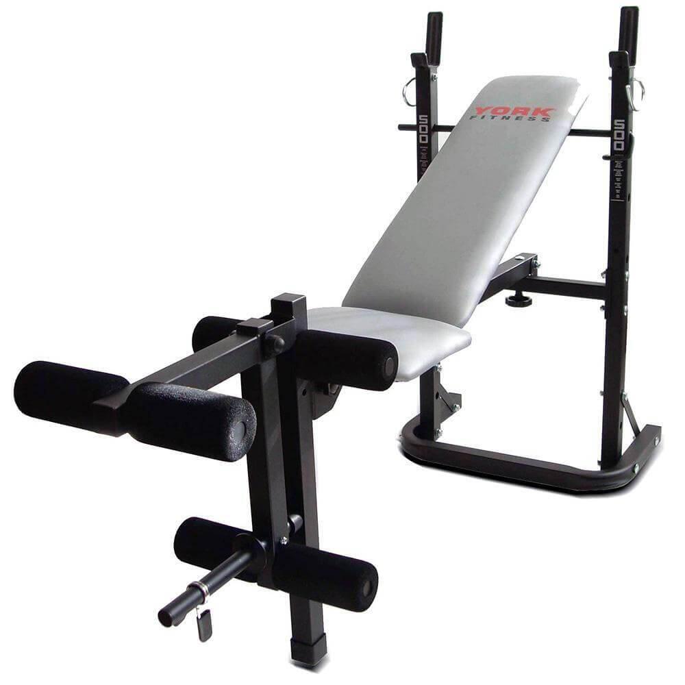 YORK BARBELL York B500 Folding Barbell Weight Bench with Leg Developer