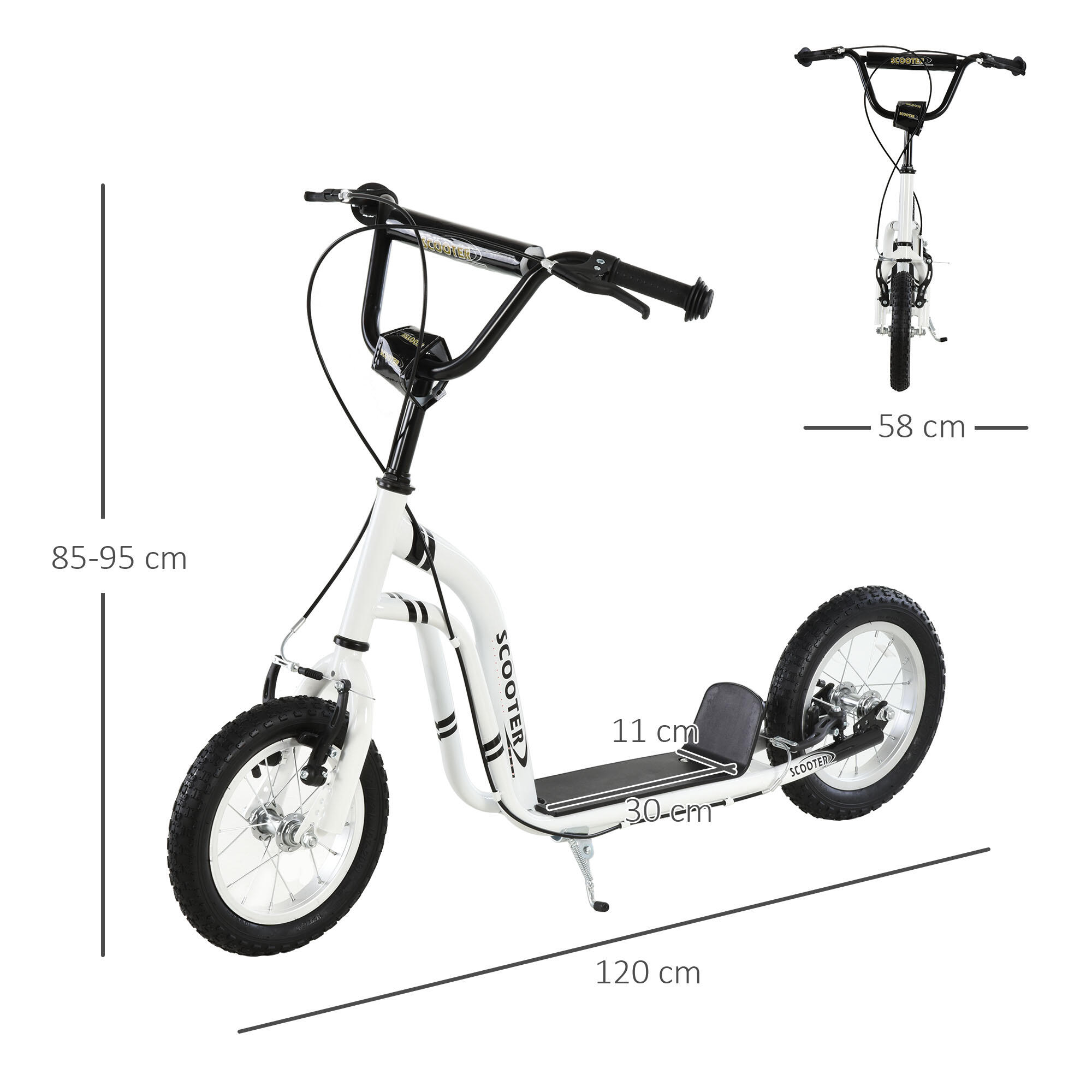 HOMCOM Monopattino per Bambini 5+ Regolabile Doppi Freni Pneumatico Gonfiabile 3/7