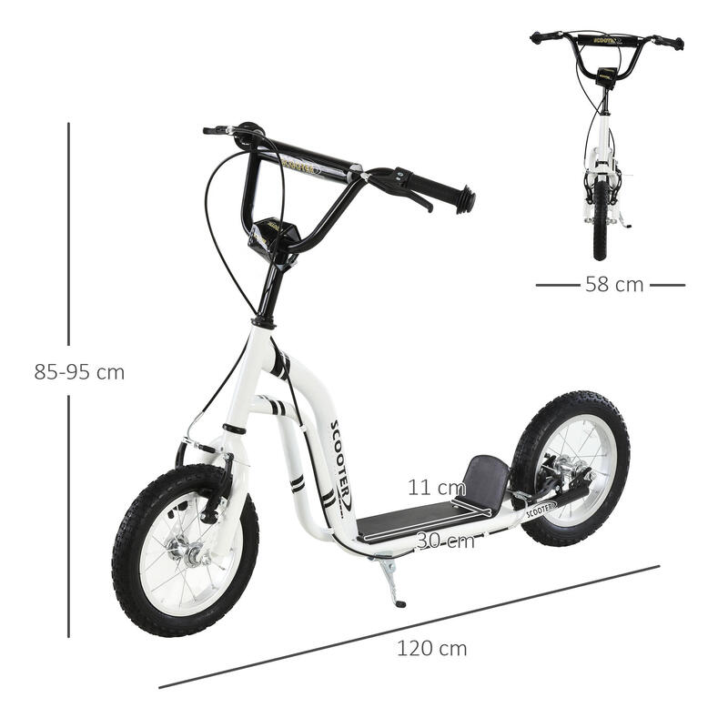 HOMCOM Trotineta copii 5+ ani inaltime reglabila frane duble anvelopa gonflabila