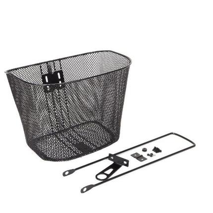 Kosz rowerowy czarny przód HT009 przykręcany (mocowany na stałe)