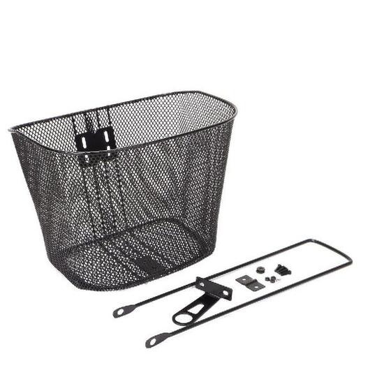 Kosz rowerowy czarny przód HT009 przykręcany (mocowany na stałe)