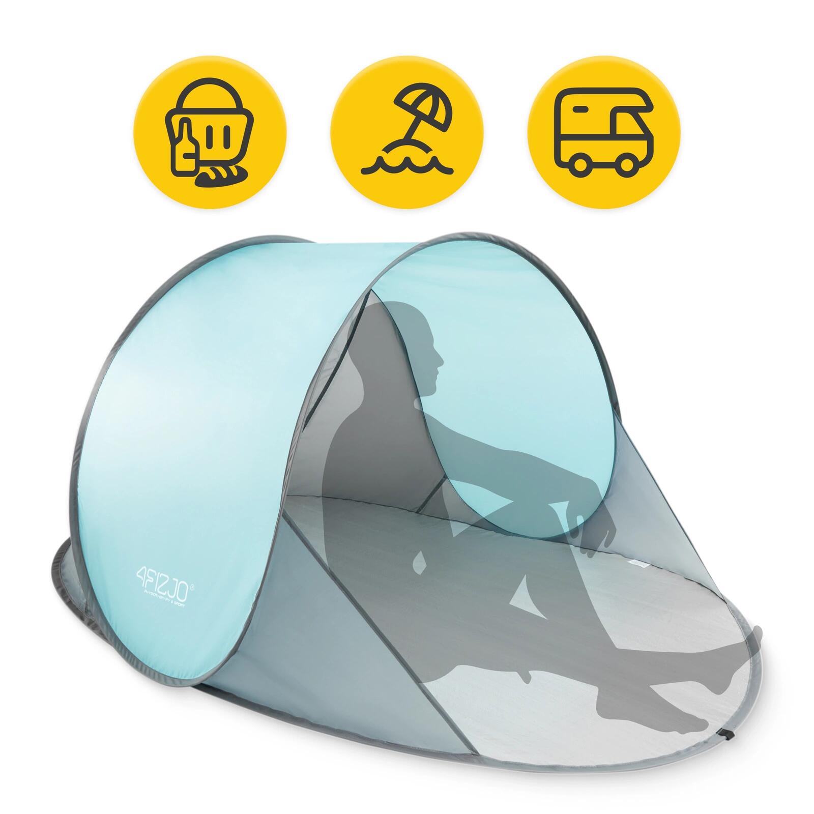 Strandtent pop-up zelfopzettend UV30+ 2-persoons compact 4FIZJO 4/7