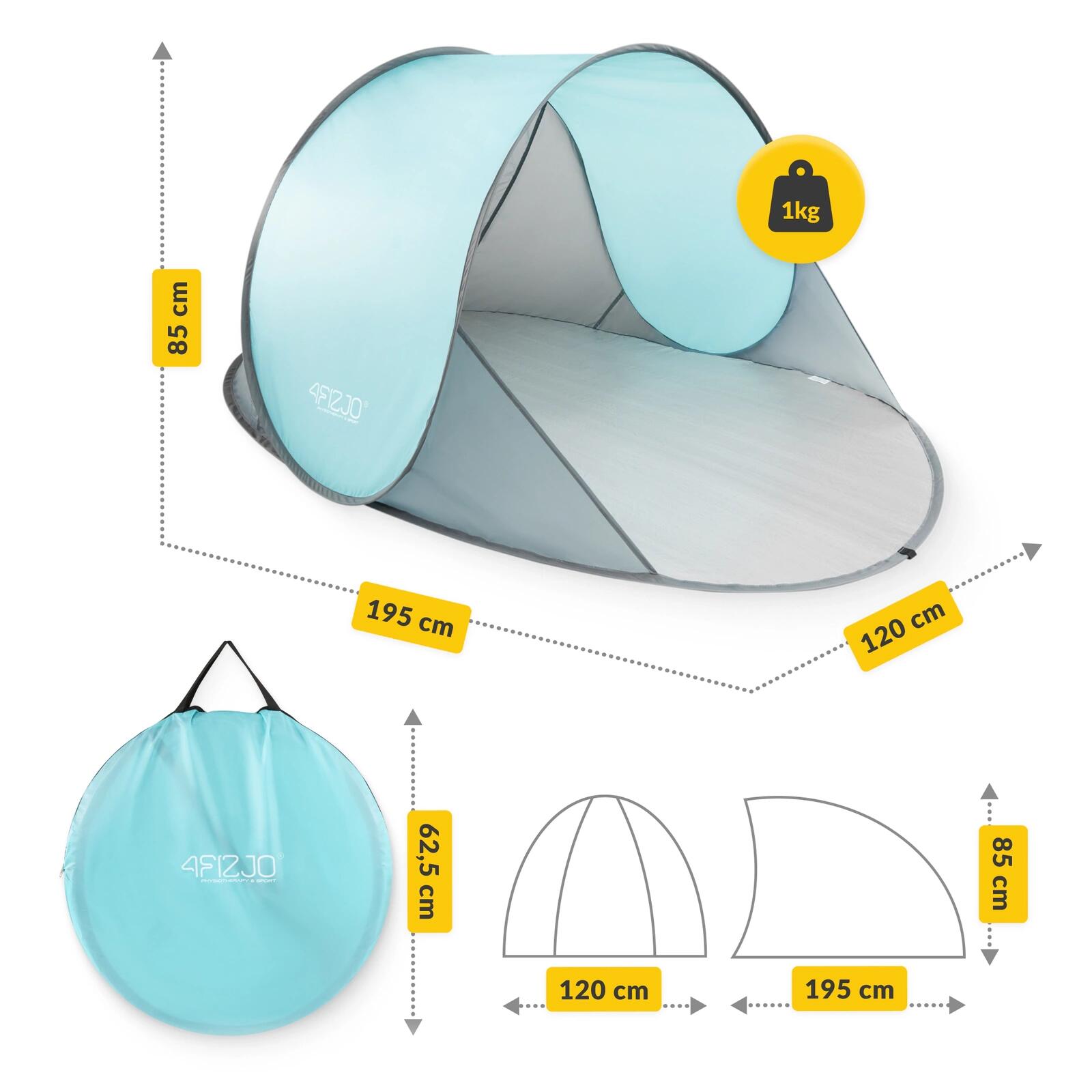 Strandtent pop-up zelfopzettend UV30+ 2-persoons compact 4FIZJO 7/7