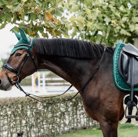 Tapis de selle dressage velours vert foncé 2/5
