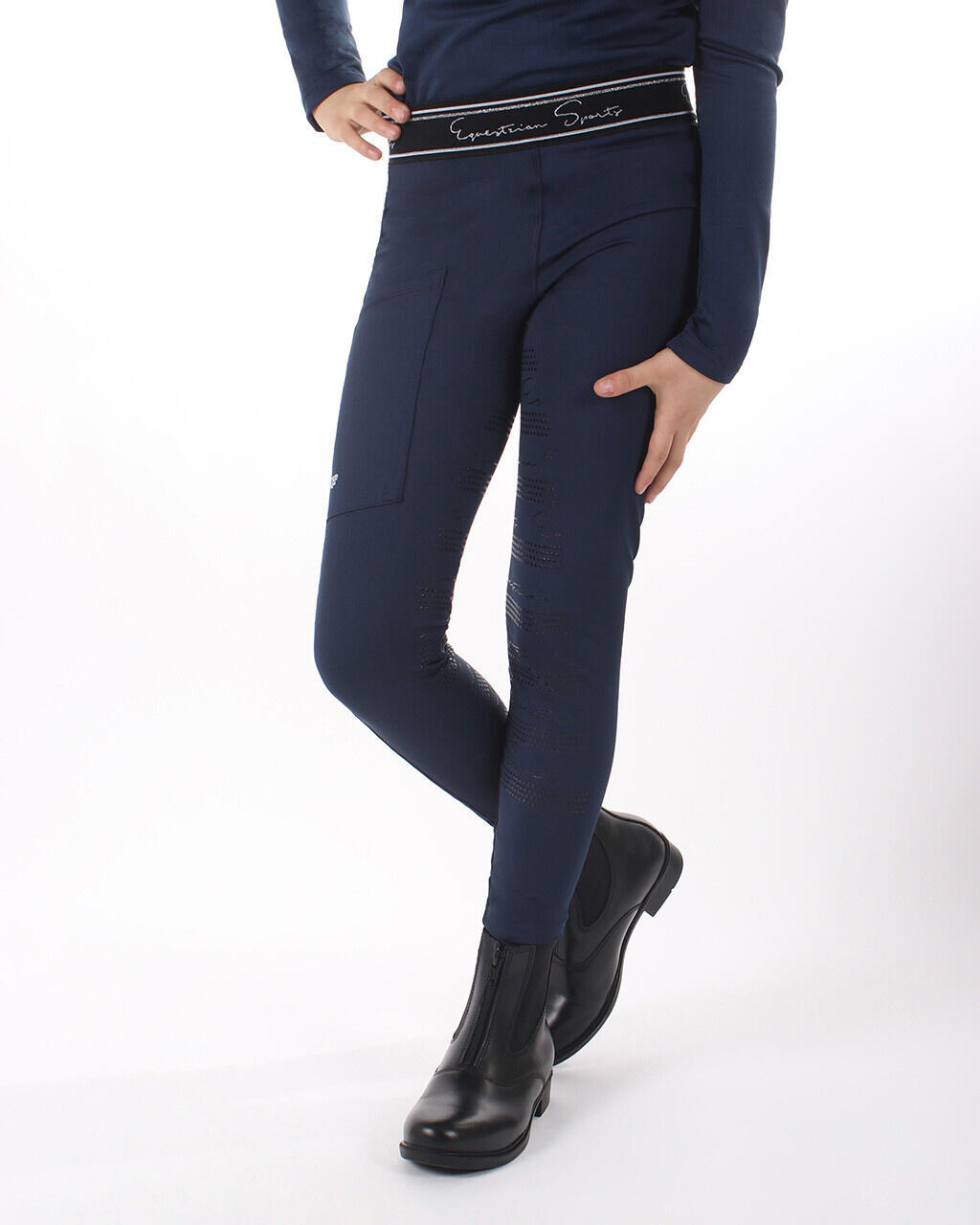 QHP Reitleggings Eden Kids Vollbesatz SIlikon QHP Dunkelblau