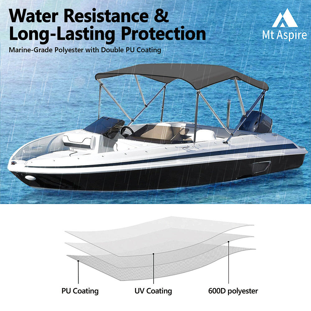 MT ASPIRE Bow Grey Boat Bimini Top Canopy Aluminium Cover