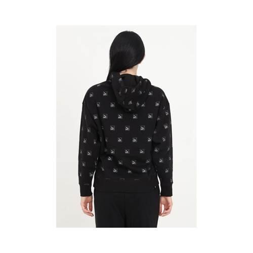 Felpa Con Cappuccio Stampa Su Intera Superficie Donna Puma Love Nero 4/5