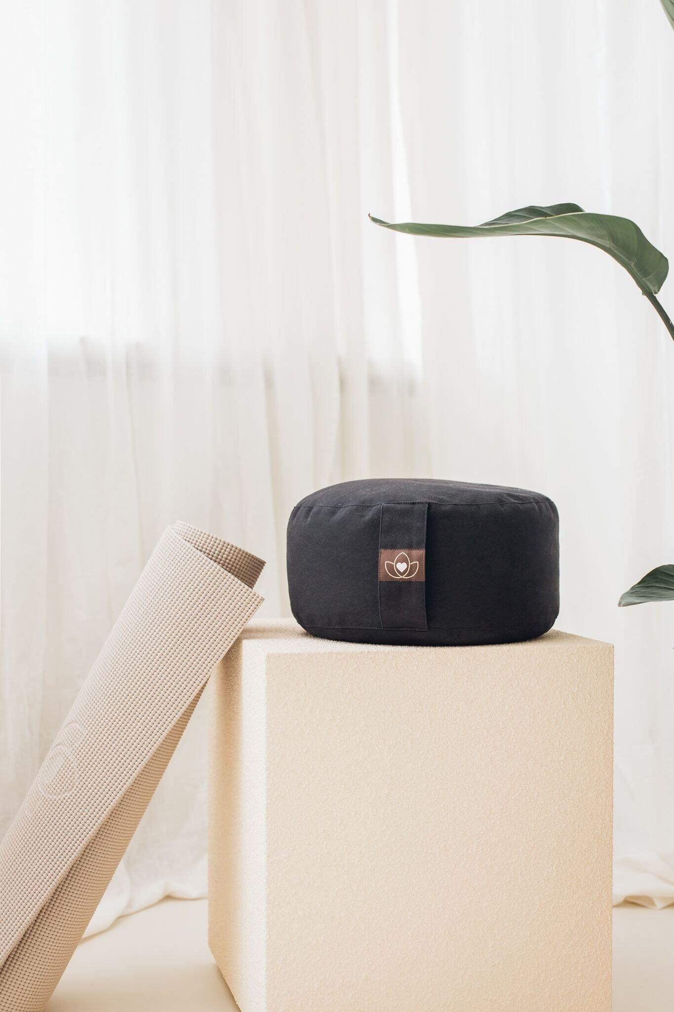 Lotus Meditatiekussen eco zwart rond 2/5