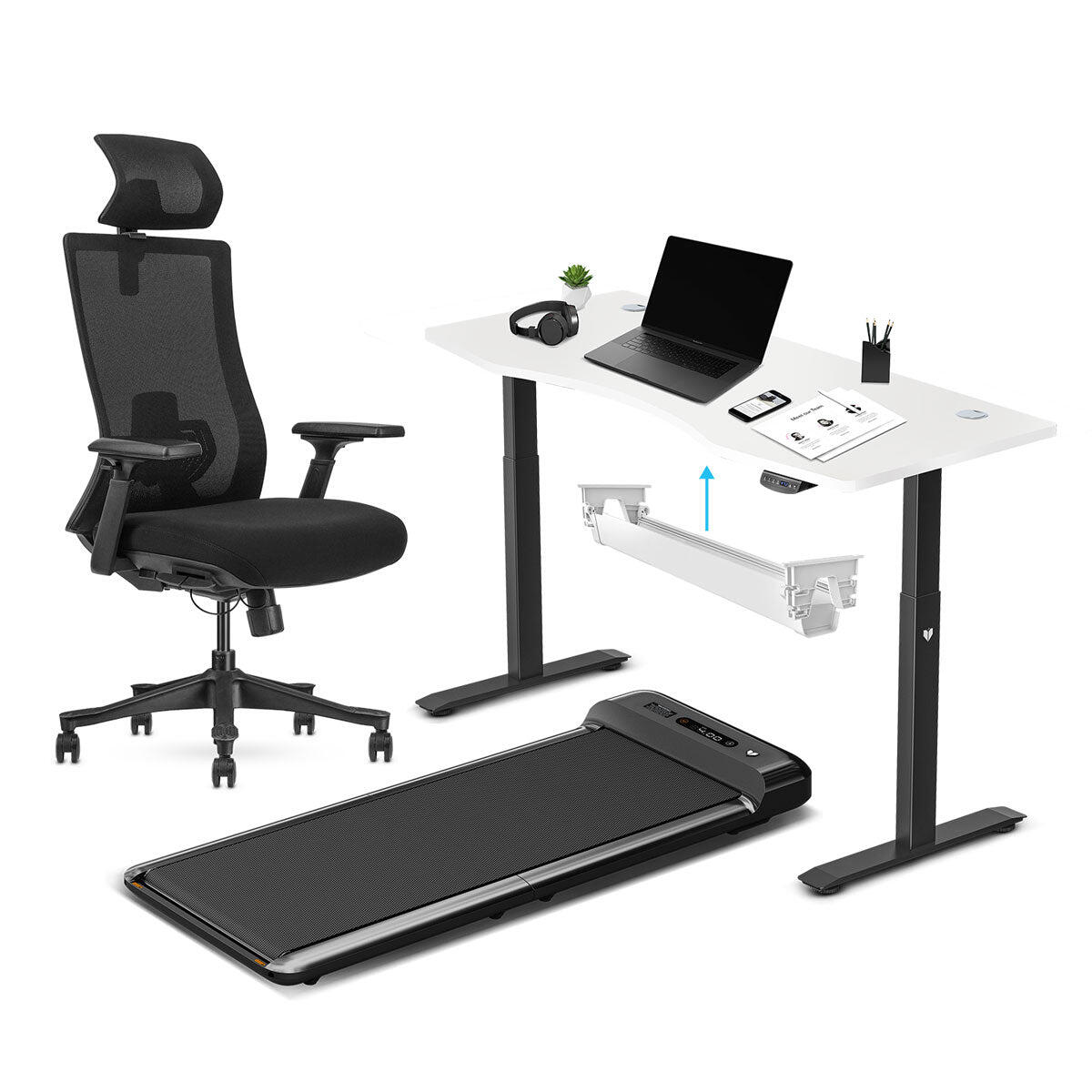 Lifespan Fitness WalkingPad M2 + ErgoDesk 1500mm + Cable Management + DM9 Chair