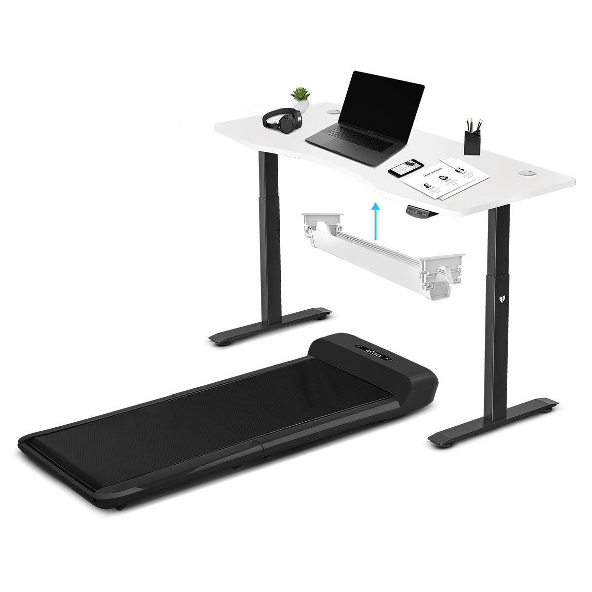 WalkingPad C2 Treadmill + ErgoDesk 1500mm in White/Black + Cable Management Tray