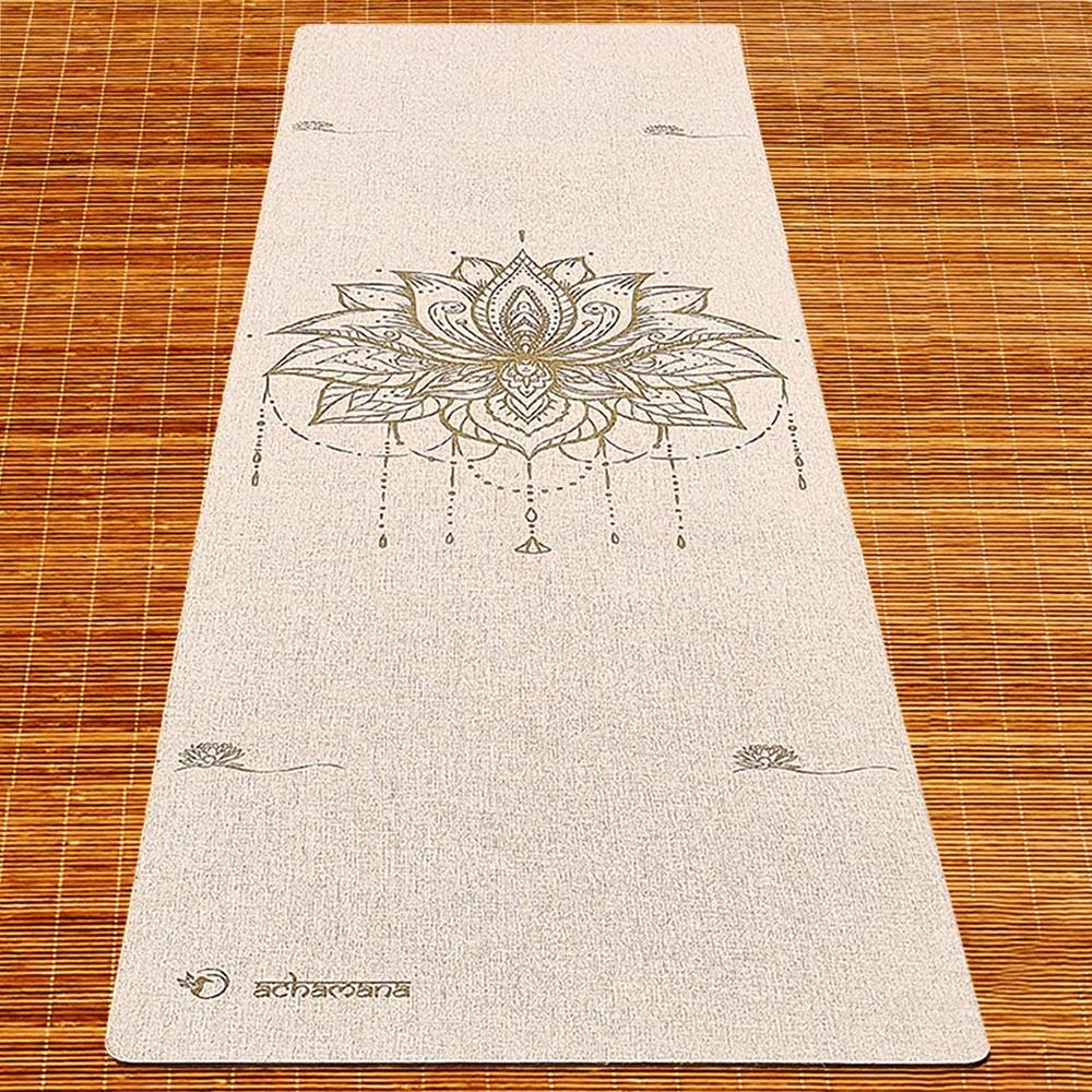 Esterilla de yoga caucho y cáñamo 4,5mm + bolsa de cáñamo, Flor de loto 3/7